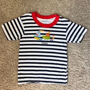 Càdiz Striped Nautical Toddler T-Shirt with Red Collar size 4T